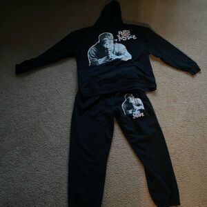 TuPac Black Poetic Justice Hoodie and Sweatpants Set Men’s XL